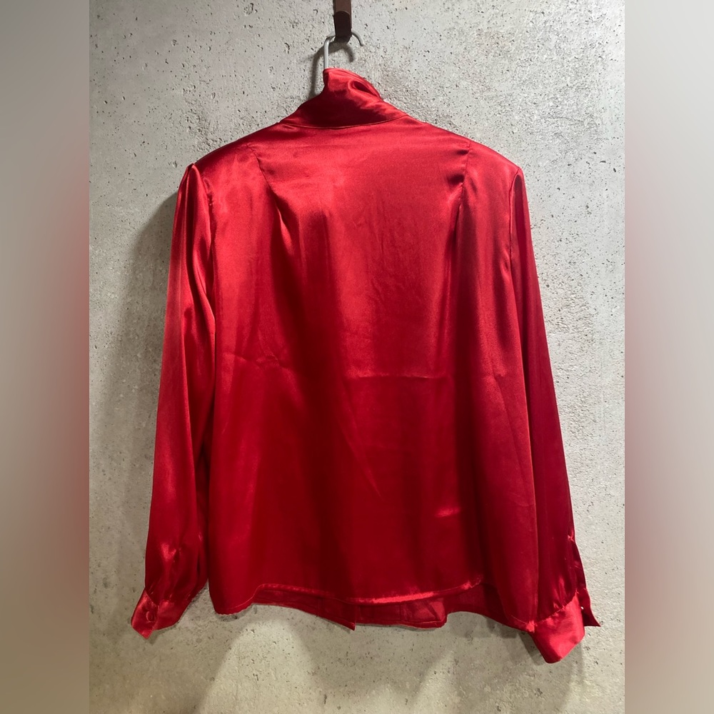 Ruby Red Mock Neck Pleated Blouse - image 2